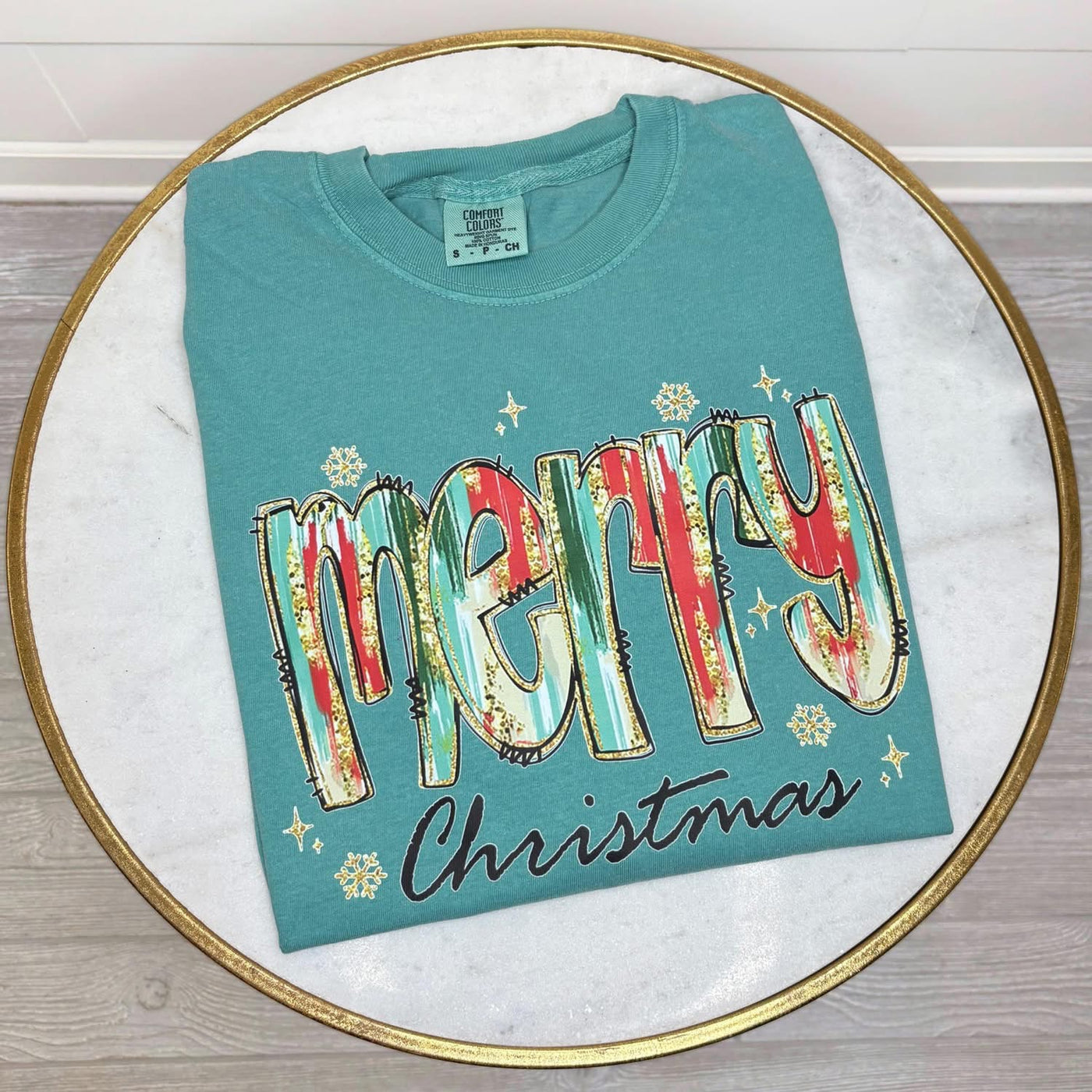 Brushstroke Merry Christmas Graphic Tee