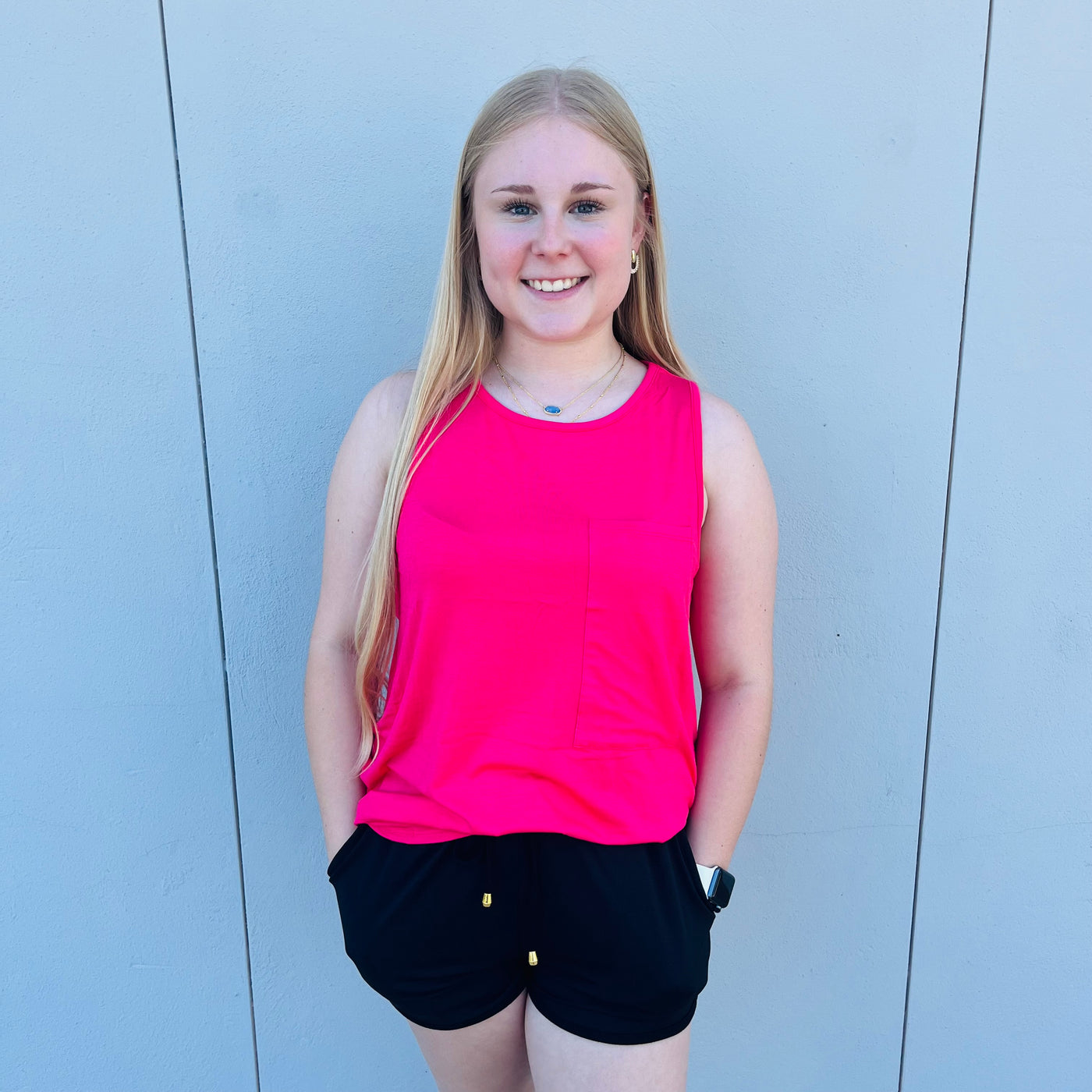 Coral Round Neck Tank Top