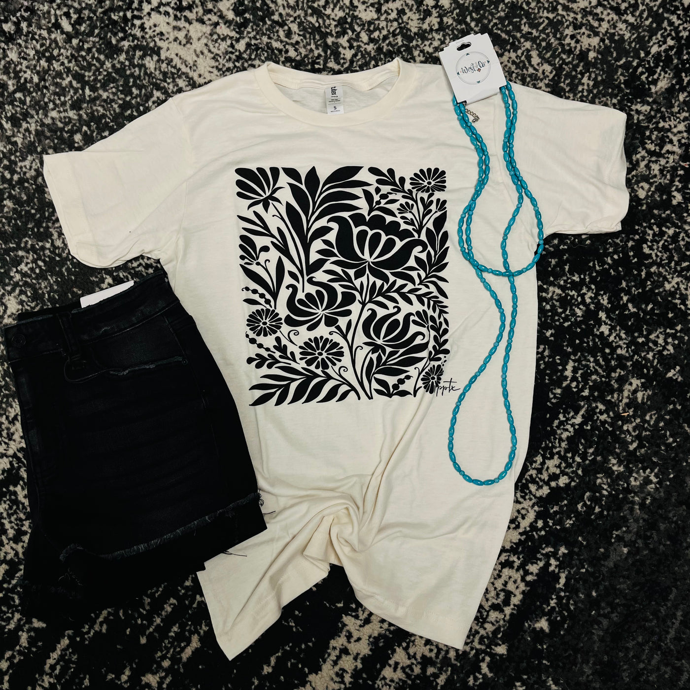 Ivory Black Bouquet Tee