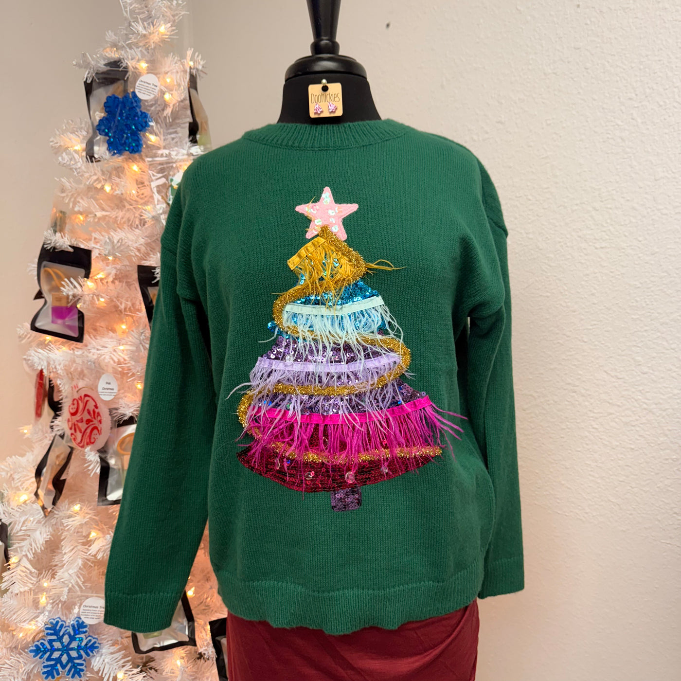 Green Christmas Tree Sweater Top